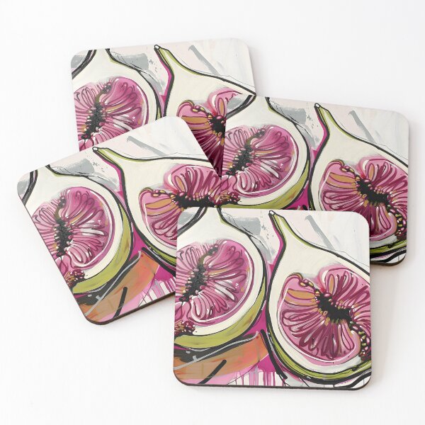 Item preview, Fig Art Vibrant Harmony - Expressive Figs Fruits in Bold Pink and Green Hues Generative AI designed and sold by OlfactoART Studio.