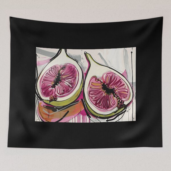 Item preview, Fig Art Vibrant Harmony - Expressive Figs Fruits in Bold Pink and Green Hues Generative AI designed and sold by OlfactoART Studio.