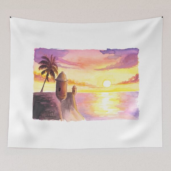 Item preview, Caribbean Fort Sentry Tower during Sunset designed and sold by artshop77.