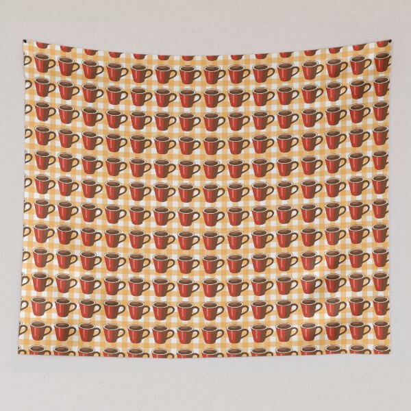 Item preview, Coffee cups  on beige tablecloth  background designed and sold by OwlWorks.