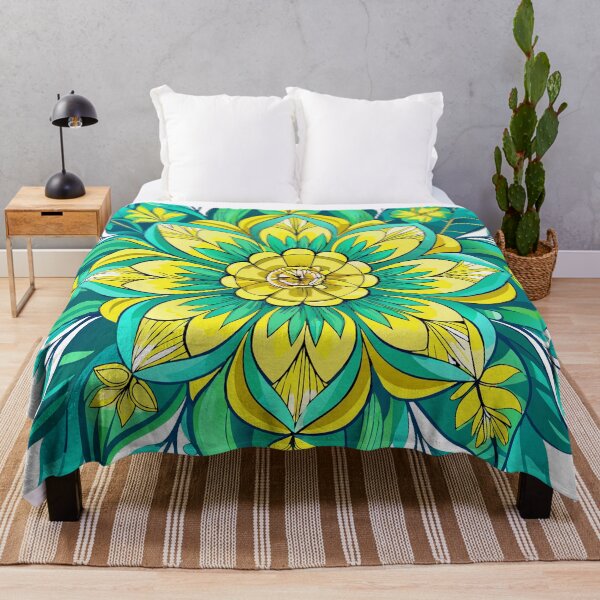 Item preview, Aqua Yellow White Floral Pattern designed and sold by GraphicsClub.