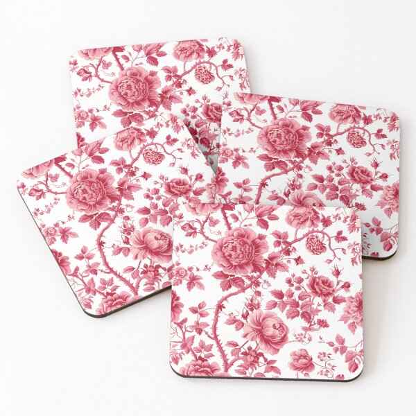Item preview, Toile de Jouy inspired Red Rose Reverie designed and sold by fleur-moderne.