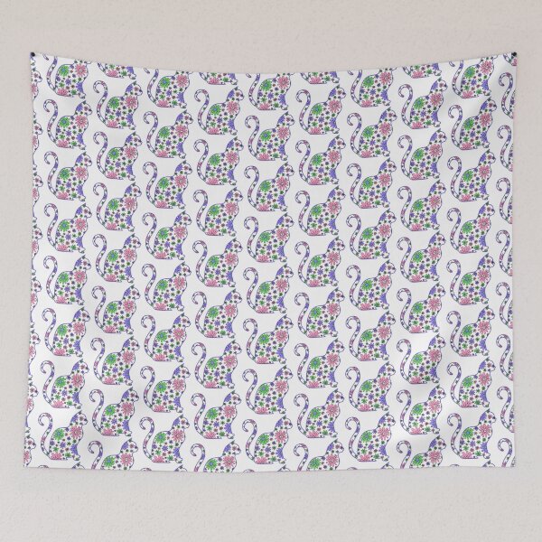 Item preview, Flower doodle cat LGBTQ+ Trigender Pride Flag designed and sold by JoyfulJen.