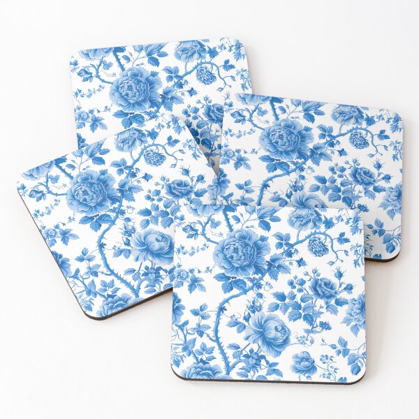 Item preview, Toile de Jouy inspired Blue Rose Reverie designed and sold by fleur-moderne.