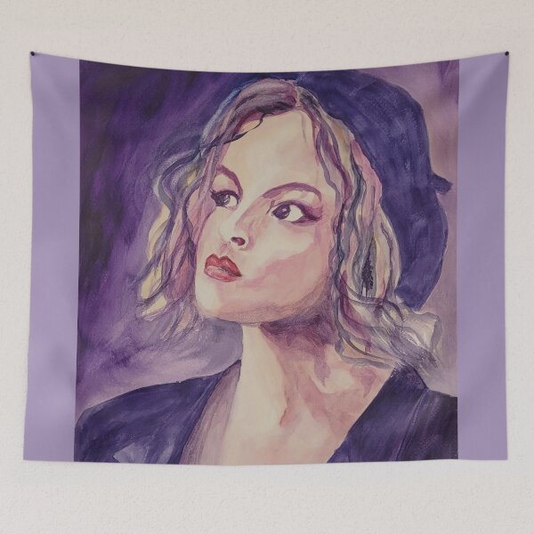 Item preview, Portrait of a young confident woman in violet designed and sold by margikunst.