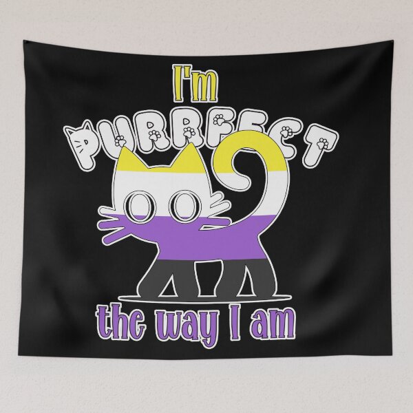Item preview, I'm Purrfect the way I am - Non Binary Pride designed and sold by Fr0mtheMachine.