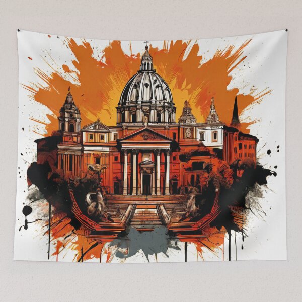 Item preview, a drawing of a building with a fountain in front of it designed and sold by Enga6.