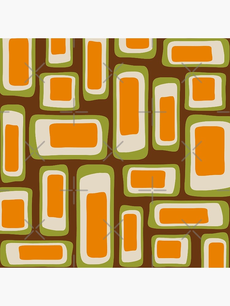 Thumbnail 4 of 4, Pillow, Retro Mid Century Modern Abstract Composition Brown Orange and Green designed and sold by tonymagnerart.