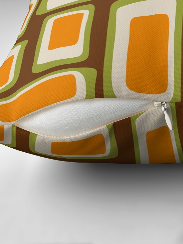 Thumbnail 2 of 4, Pillow, Retro Mid Century Modern Abstract Composition Brown Orange and Green designed and sold by tonymagnerart.