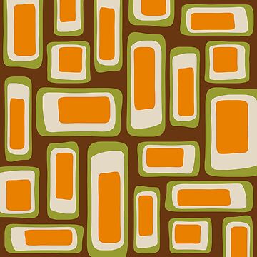 Artwork thumbnail, Retro Mid Century Modern Abstract Composition Brown Orange and Green by tonymagnerart
