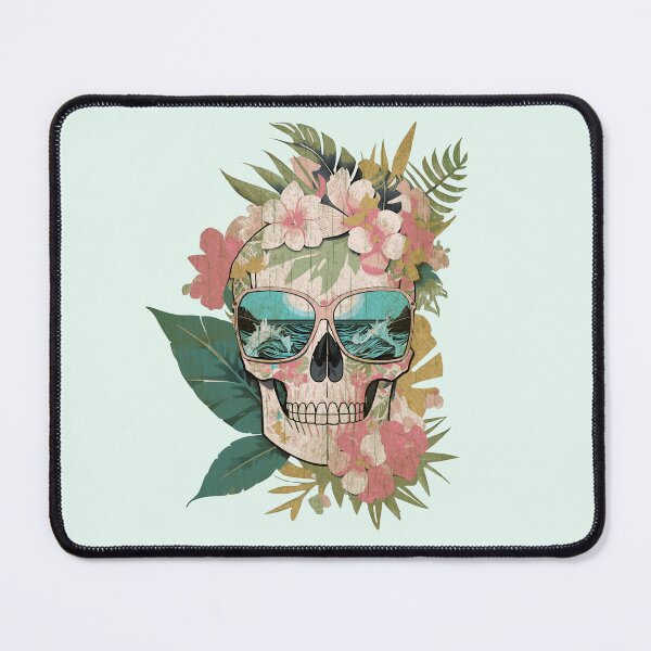 Item preview, Tropical Skull Oasis: Beach Visions Amidst Floral Eternity, cool beach, leaves and flowers T-Shirt designed and sold by Collagedream.