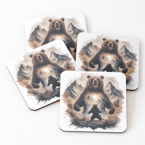 Item preview, Roaring Bear and Mountain Landscape designed and sold by khaled-bahaa.
