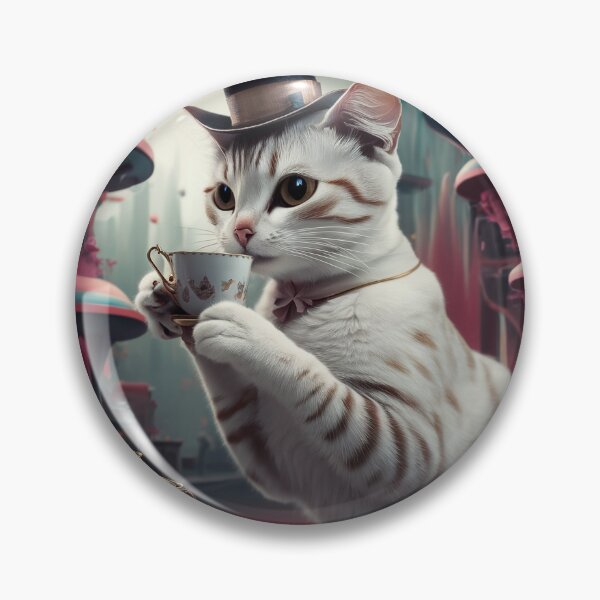 Item preview, cat having tea designed and sold by Elemento8.