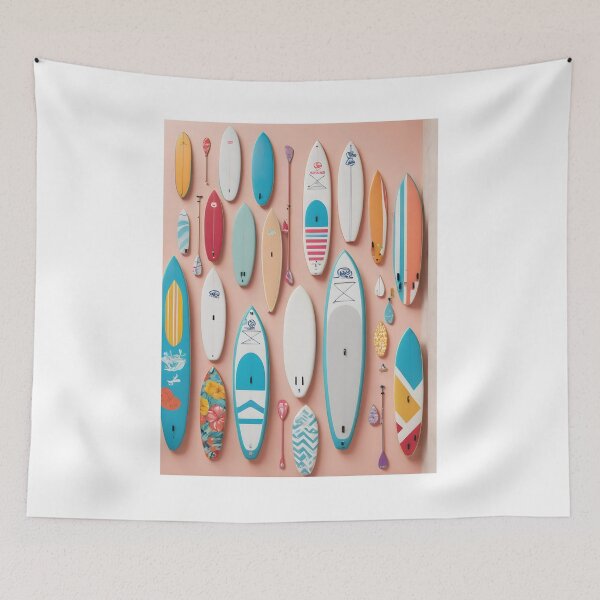 Item preview, Colorful paddle SUP boards on colorful minimalist summer flat lay designed and sold by icemanphotos.