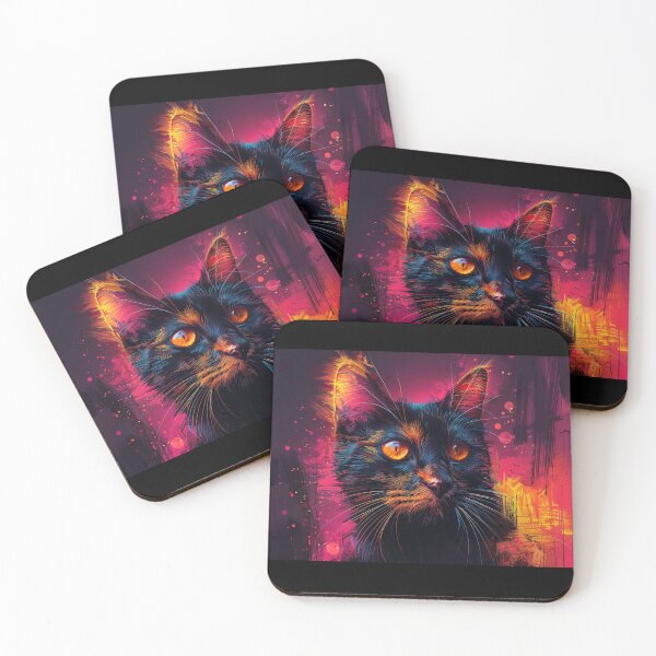 Item preview, Awesome Black Cat Graffiti Print - Vibrant Street Art Decor - Cool Home Accent - Great Gift for Art Enthusiasts designed and sold by SavageKitties.
