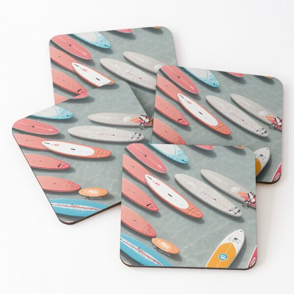 Item preview, Colorful paddle SUP boards on colorful minimalist summer flat lay designed and sold by icemanphotos.