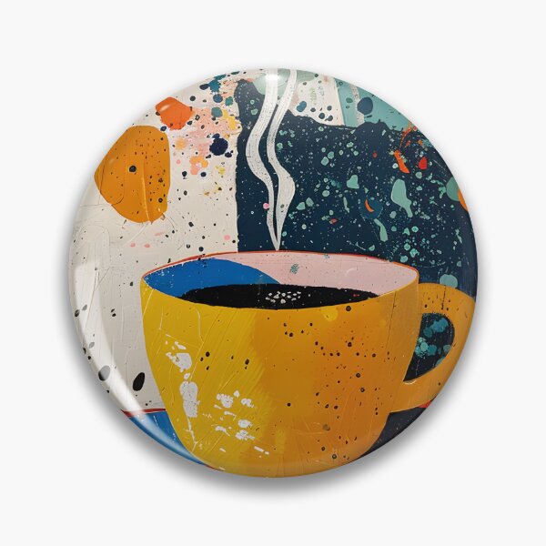 Item preview, Chromatic Brew- Vibrant Yellow Coffee Cup on Circular Blue Saucer and a Symphony of Color and Aroma designed and sold by OlfactoART Studio.