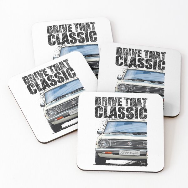 Item preview, Drive That Classic featuring the Iconic Datsun 1200 GX in white. (light coloured background) designed and sold by Petrolhead T-Shirts and Art.