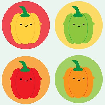 Artwork thumbnail, Kawaii Bell Peppers by marcelinesmith