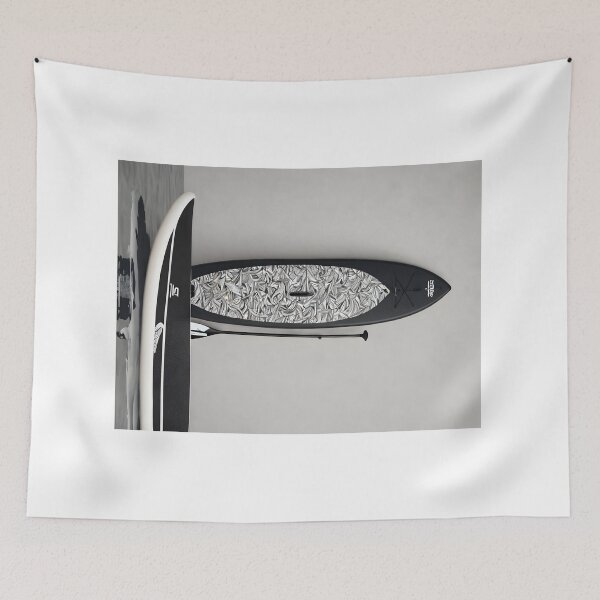 Item preview, Black and white paddle SUP boards on minimalist monochrome flat lay designed and sold by icemanphotos.
