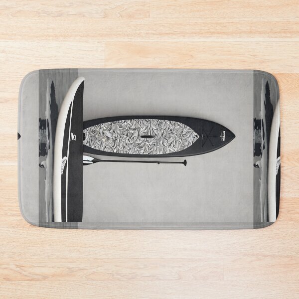 Item preview, Black and white paddle SUP boards on minimalist monochrome flat lay designed and sold by icemanphotos.