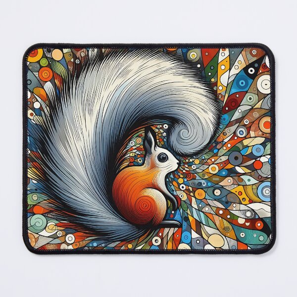 Item preview, a squirrel in a space of colorful squiggles designed and sold by bernhagen.