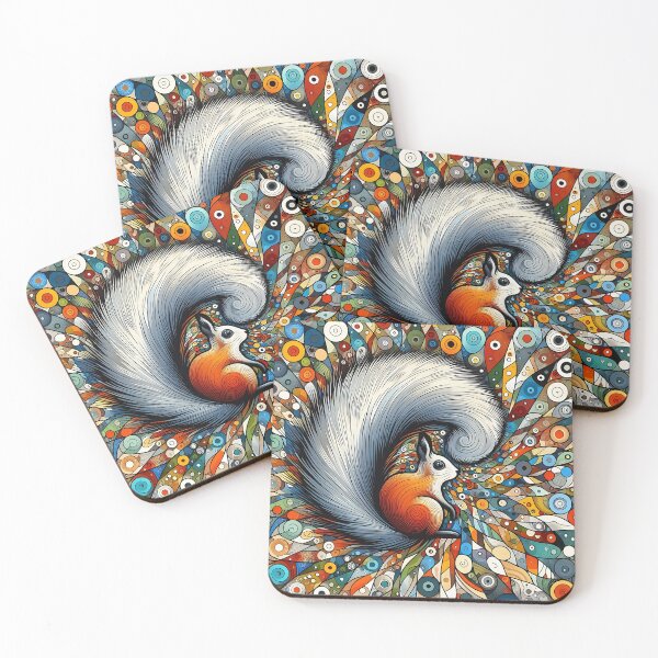 Item preview, a squirrel in a space of colorful squiggles designed and sold by bernhagen.