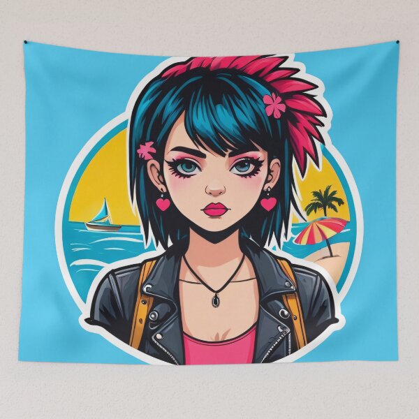 Item preview, Summer Punk Girl Tropical Ocean designed and sold by MadnessEnvelope.