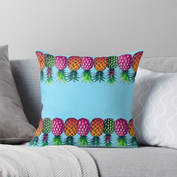 Item preview, Vibrant Upside Down Pineapples | Border | Light Blue designed and sold by JLEmporium.