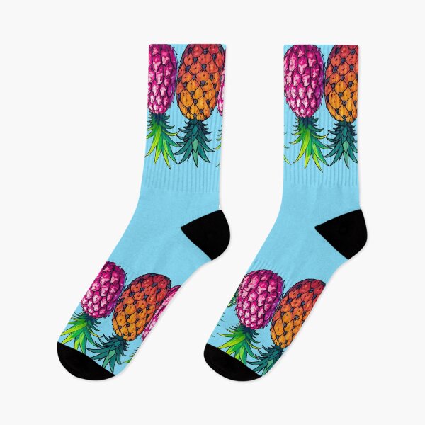 Item preview, Vibrant Upside Down Pineapples | Border | Light Blue designed and sold by JLEmporium.