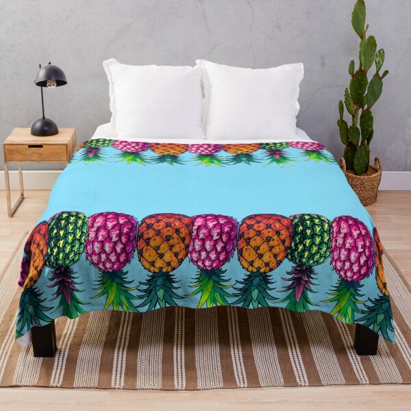 Item preview, Vibrant Upside Down Pineapples | Border | Light Blue designed and sold by JLEmporium.