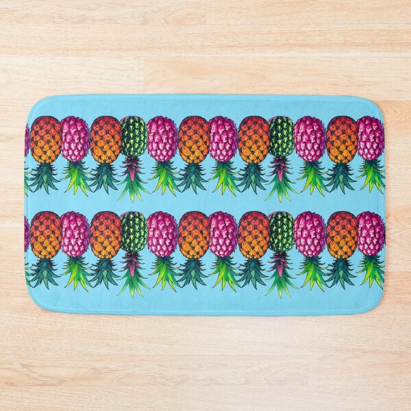 Item preview, Vibrant Upside Down Pineapples | Border | Light Blue designed and sold by JLEmporium.