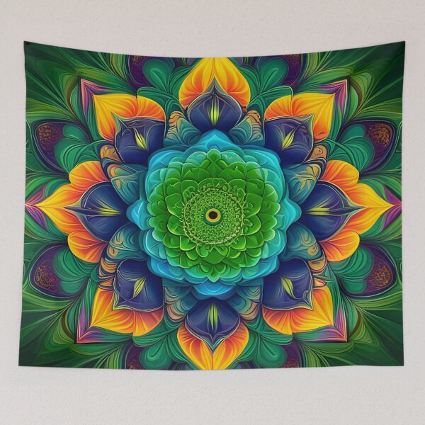 Item preview, Emerald Floral Mandala with Vibrant Tones designed and sold by MandalasShops.