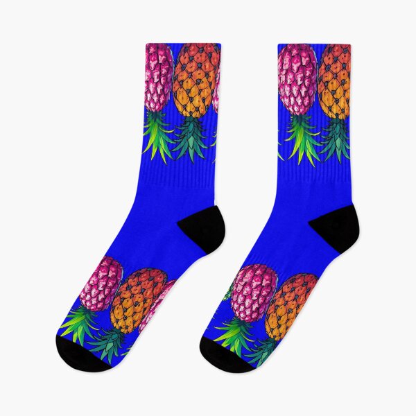 Item preview, Vibrant Upside Down Pineapples | Border | Electric Blue designed and sold by JLEmporium.