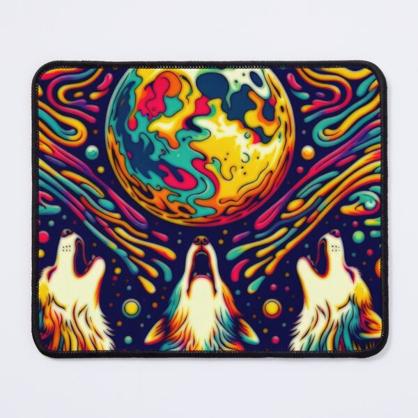 Item preview, Three Wolves Howling At The Moon Psychedelic designed and sold by BassHeadMomma.