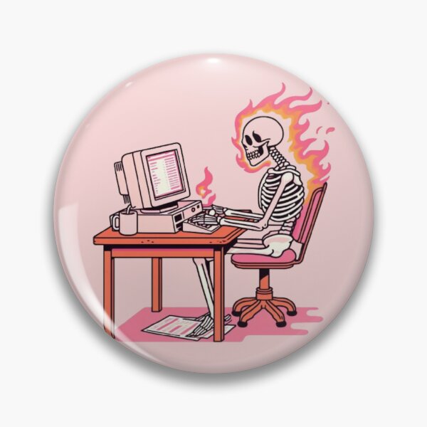 Item preview, Burnout Skeleton Working on Computer Retro Poster designed and sold by carlitasart.