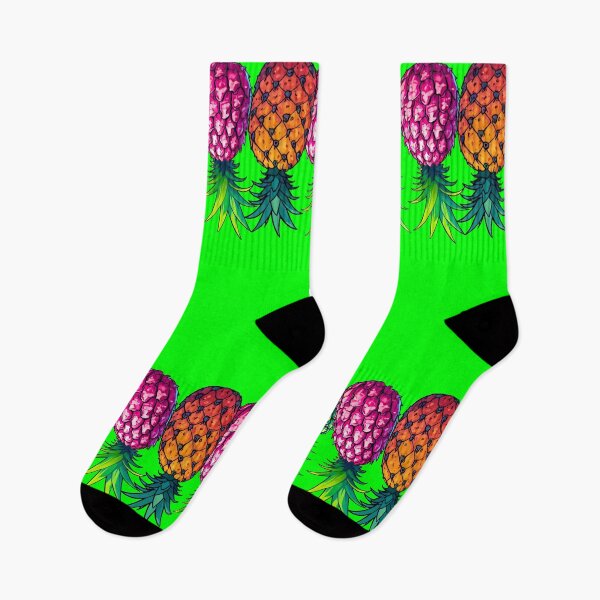 Item preview, Vibrant Upside Down Pineapples | Border | Neon Green designed and sold by JLEmporium.