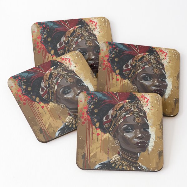 Item preview, painting of a woman with a headdress and a red feather, designed and sold by Teemajestic.
