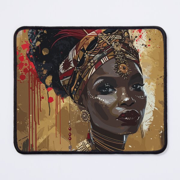 Item preview, painting of a woman with a headdress and a red feather, designed and sold by Teemajestic.