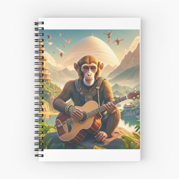 Item preview, De Harmonische Aap: Een Gitaarspelend Wezen Bereikt Nirvana op de Bergtop designed and sold by jestervs1.