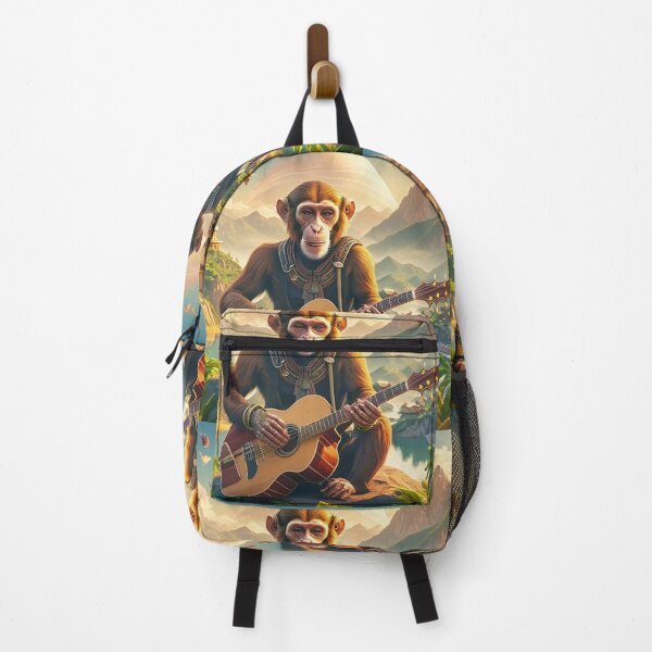 Item preview, De Harmonische Aap: Een Gitaarspelend Wezen Bereikt Nirvana op de Bergtop designed and sold by jestervs1.