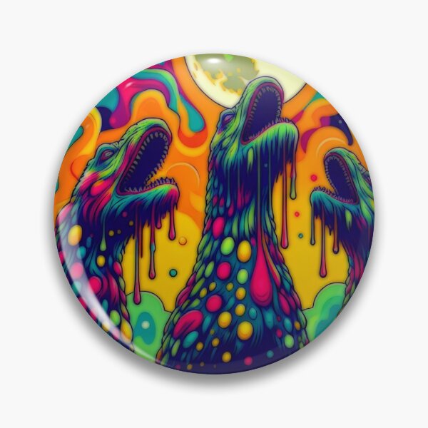 Item preview, Three Loch Ness Monsters Howling At The Moon Psychedelic designed and sold by BassHeadMomma.