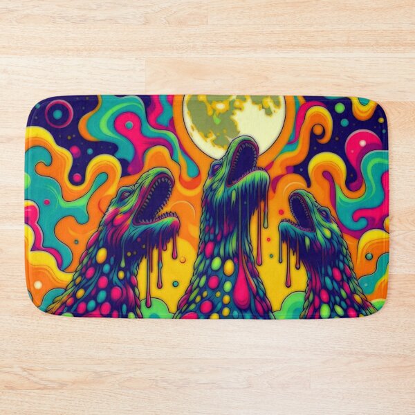Item preview, Three Loch Ness Monsters Howling At The Moon Psychedelic designed and sold by BassHeadMomma.