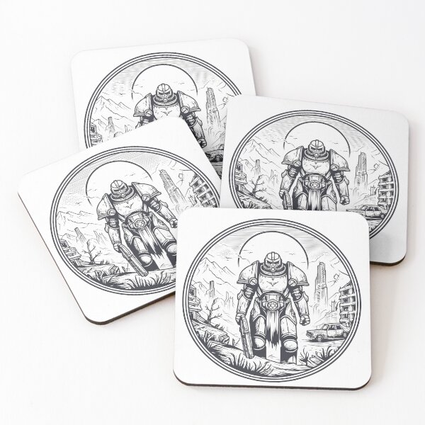 Item preview, Heavily Armored Figure - Line Art - Post Apocalyptic designed and sold by Fenay Designs.