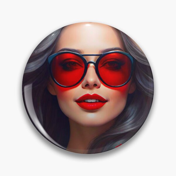 Item preview, Glamorous Brunette with Red Lipstick and Tinted Glasses designed and sold by GrizzlyCollective.