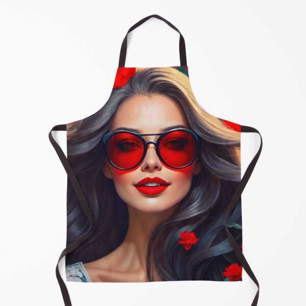 Item preview, Glamorous Brunette with Red Lipstick and Tinted Glasses designed and sold by GrizzlyCollective.