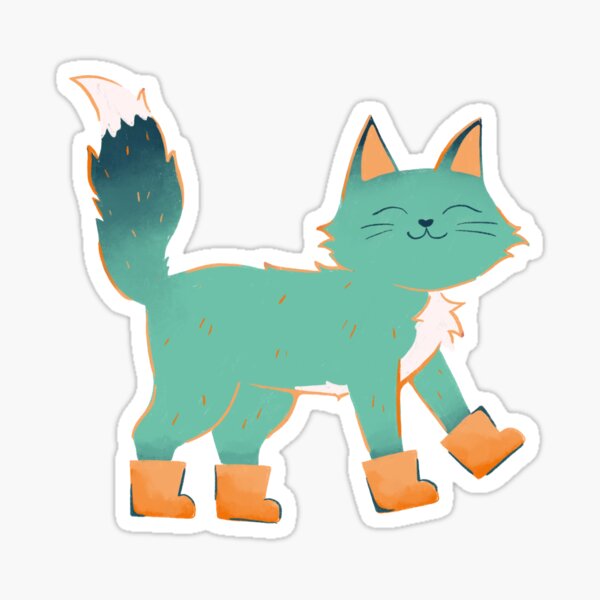 Item preview, Cat in Boots Cartoon Illustration Design (Aquamarine) designed and sold by sunfleurart.