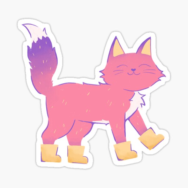 Item preview, Cat in Boots Cartoon Illustration Design (Pink)  designed and sold by sunfleurart.