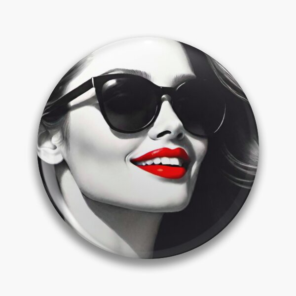 Item preview, Timeless Elegance: Black and White Beauty with Red Lipstick designed and sold by GrizzlyCollective.