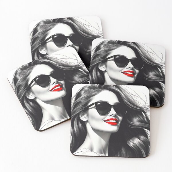 Item preview, Timeless Elegance: Black and White Beauty with Red Lipstick designed and sold by GrizzlyCollective.